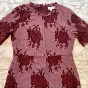 Boheme Burgundy Lace Floral Bodycon Dress